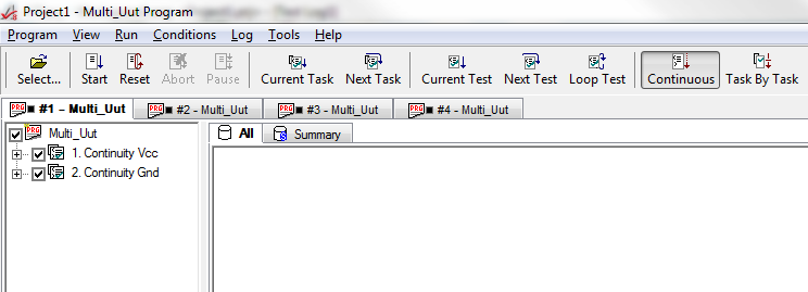 Modified Test Executive showing multiple UUT test sequences